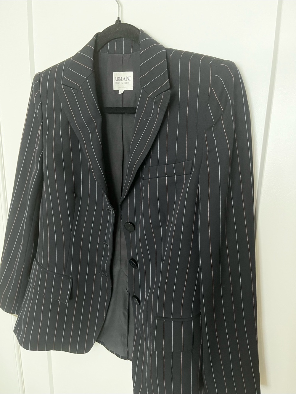 Armani Collezioni Navy Blazer with Subtle Pinstripes
